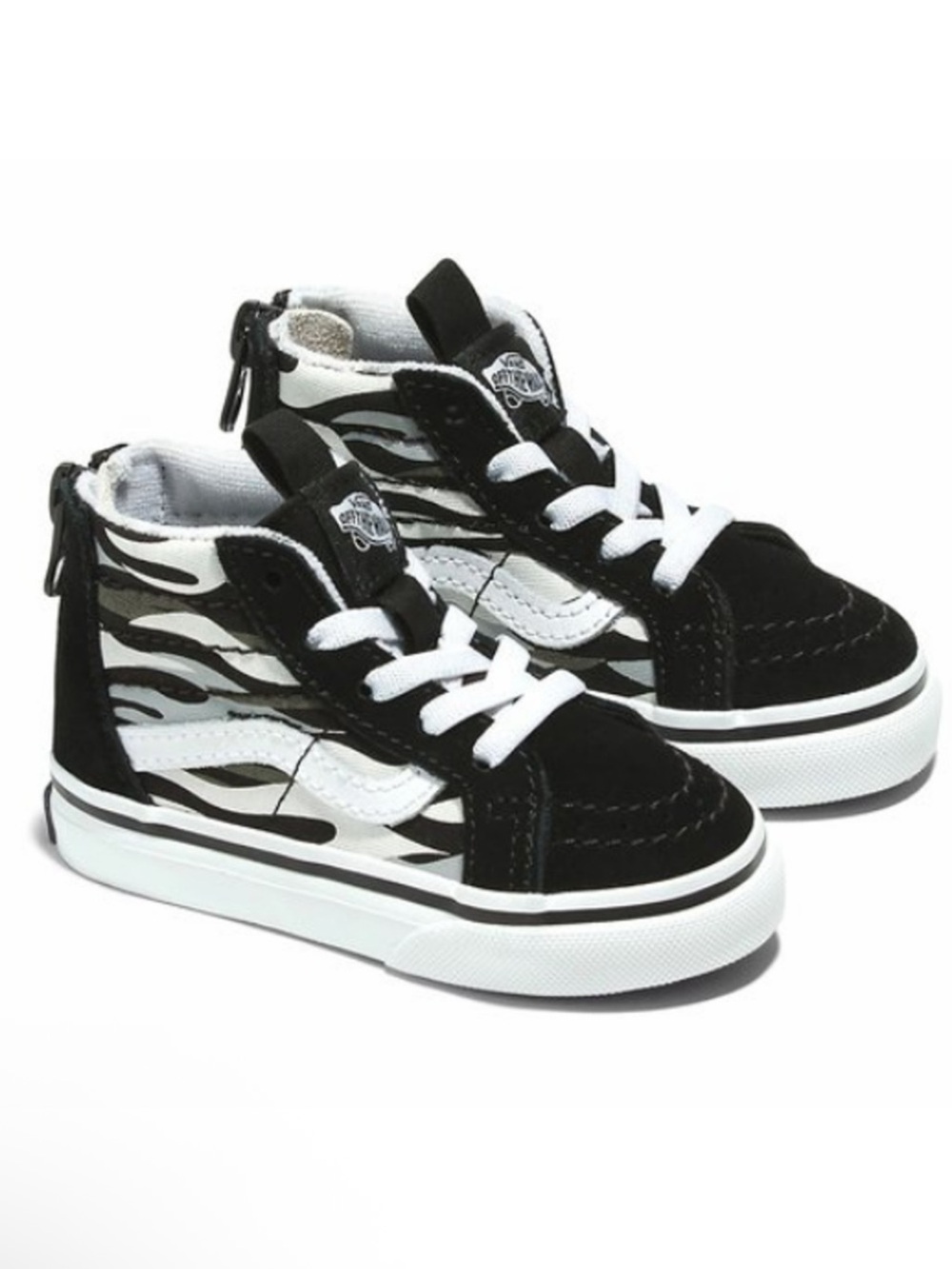 Vans NIB SK8 High-Top Sneakers Black White Zebra Print Toddler Sz 4